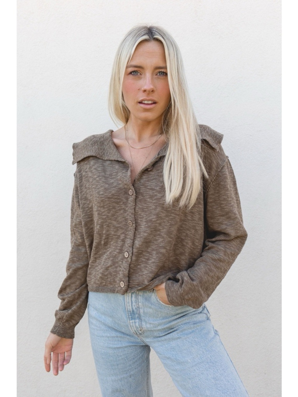 100% Cotton Solai the Label Brown Cardigan Sweater